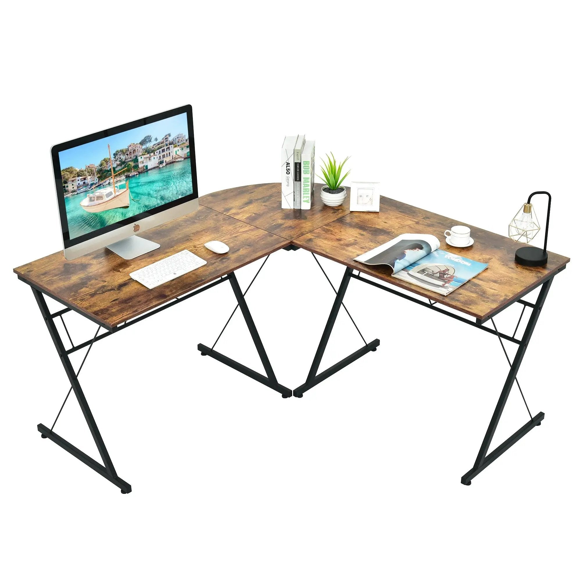 59 Inches L-Shaped Corner Desk Computer Table for Home Office Study Workstation by DirectDeals