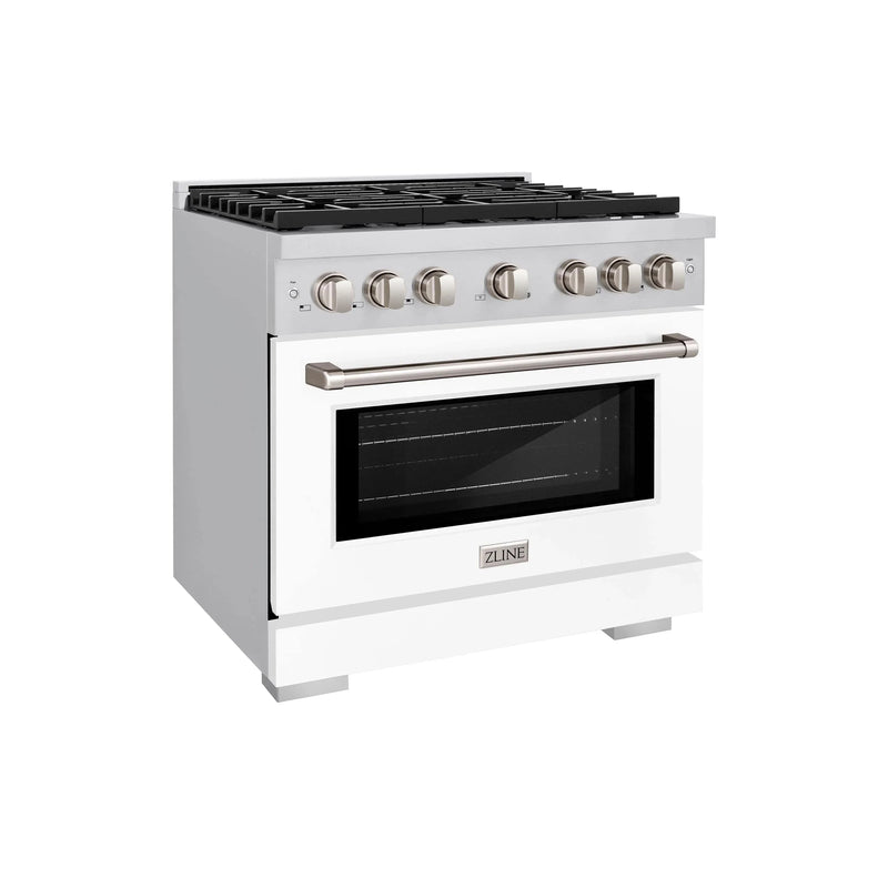 ZLINE 36"Paramount Dual Fuel Range Stainless Steel, White Matte, SDR-WM-36 by Farmhouse Kitchen and Bath
