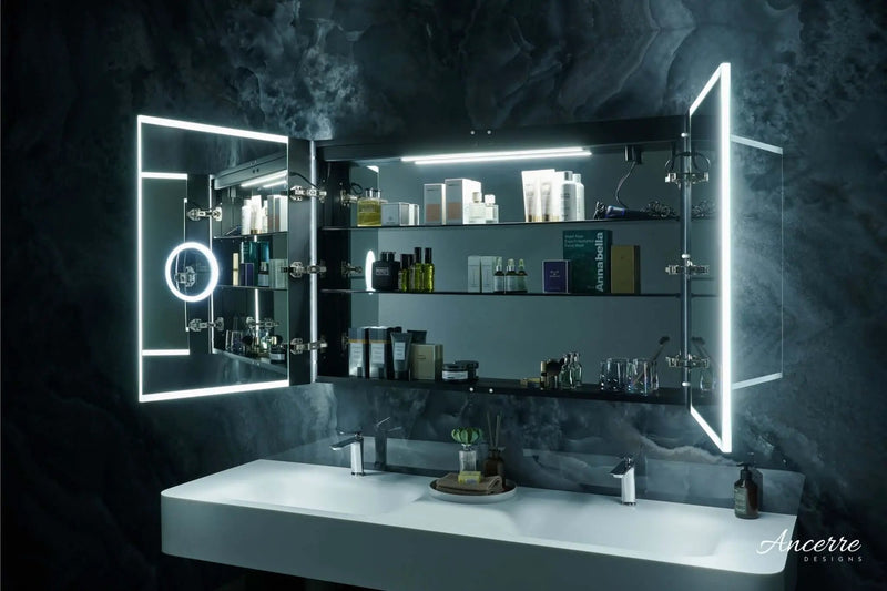 Pagani LED Mirror Cabinet with Defogger, Dimmer, Magnifier & USB outlet by Ancerre Designs