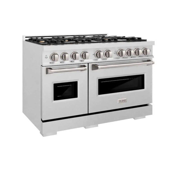ZLINE 48" Classic Gas Range, Convection Gas Oven DuraSnow® Stainless Steel, Brass Burners CGRS-BR-48