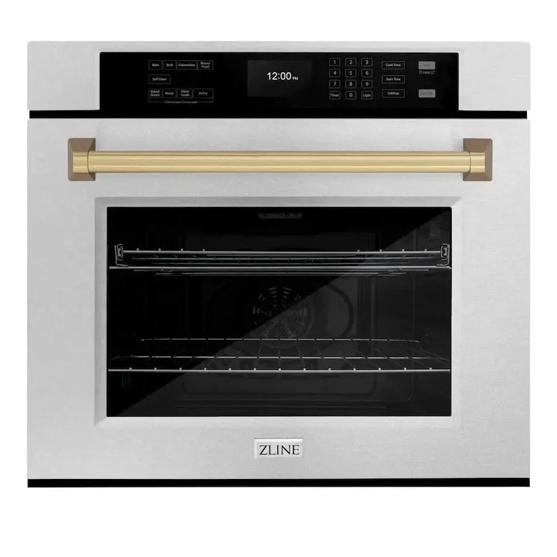 ZLINE 30"Professional True Convection Single Wall Oven, Air Fry, Self Clean, DuraSnow® Champagne Bronze WASSZ-30-CB by Farmhouse Kitchen and Bath