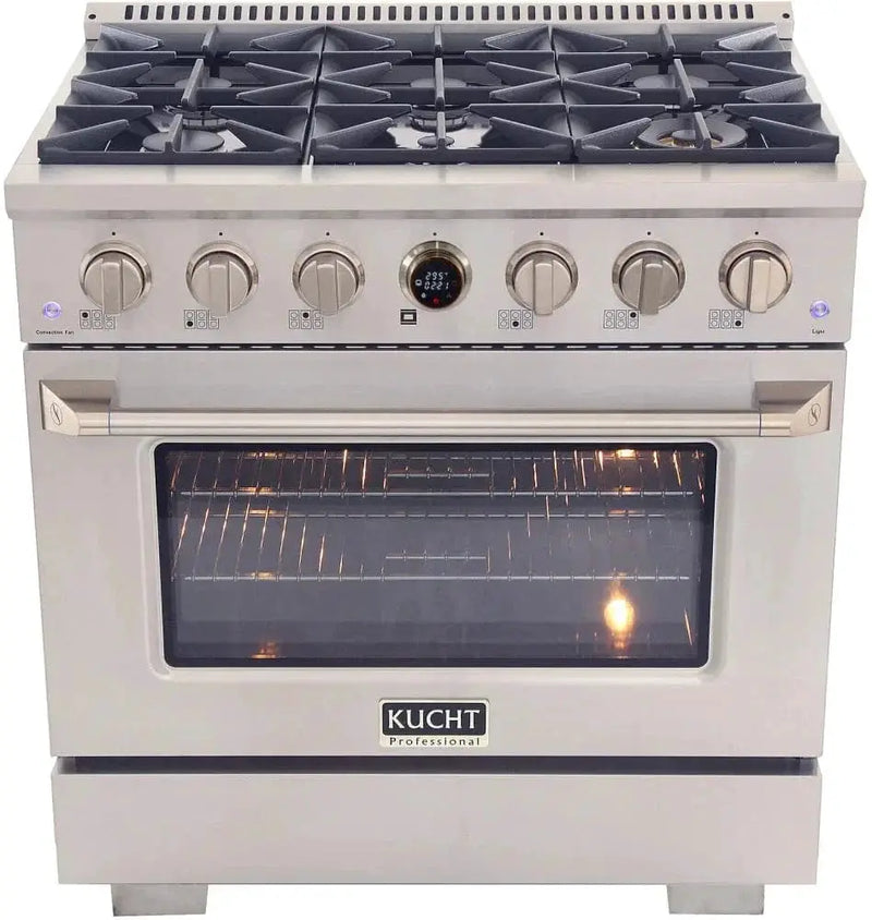 Kucht KX Series 36" Freestanding Dual Fuel Range Liquid Propane KXP36-SS/LP by Farmhouse Kitchen and Bath