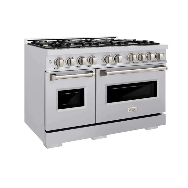 ZLINE 48"Classic Double Oven Gas Range, Stainless Steel, Brass Burners, CGR-BR-48