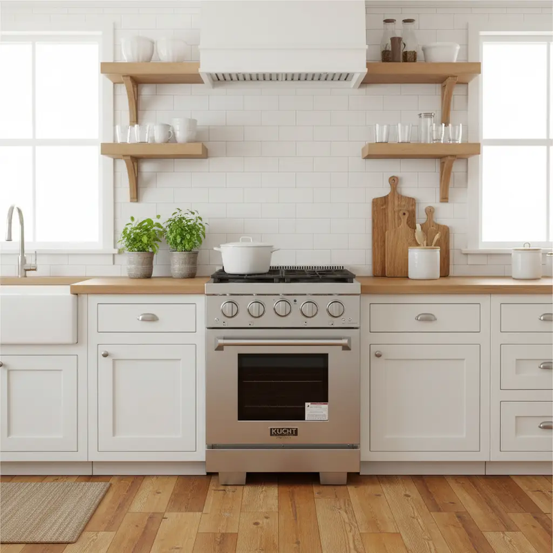 Kucht Professional 24" Liquid Propane Range Stainless Steel, True Simmer Burners, KFX2400X/LP-S by Farmhouse Kitchen and Bath