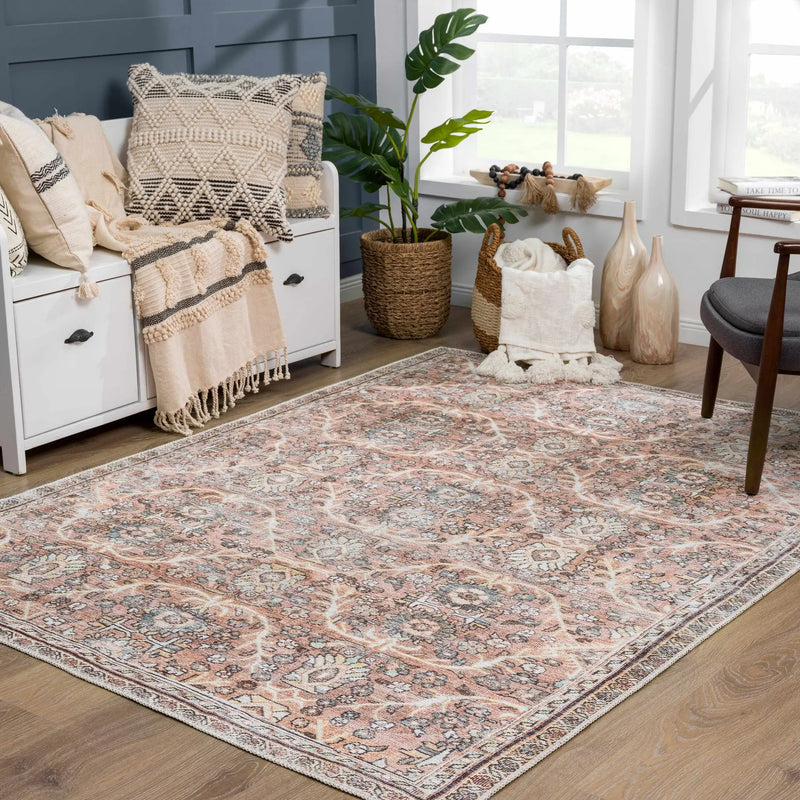 Flat Pile Urpi Red Washable Rug - Clearance by Boutique Rugs