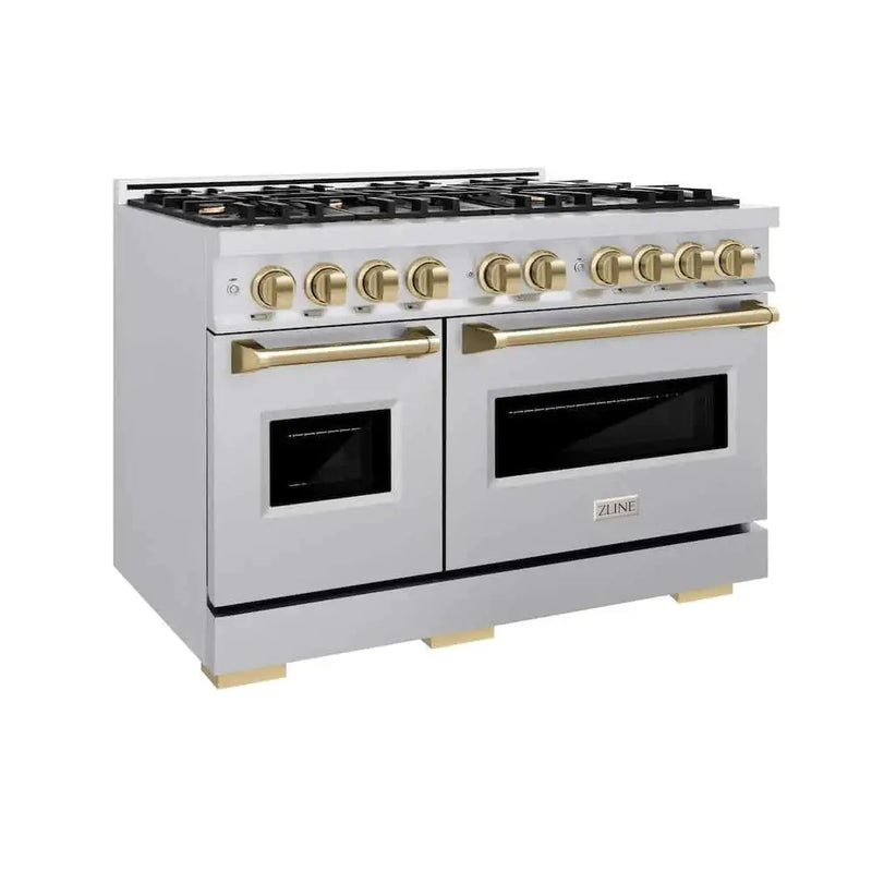 ZLINE 48" Classic Gas Range, Convection Gas Oven Stainless Steel, Champagne Bronze CGRZ-48-CB by Farmhouse Kitchen and Bath
