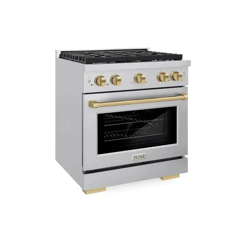 ZLINE 30"Paramount Dual Fuel Range Stainless Steel Champagne Bronze SDRZ-30-CB by Farmhouse Kitchen and Bath