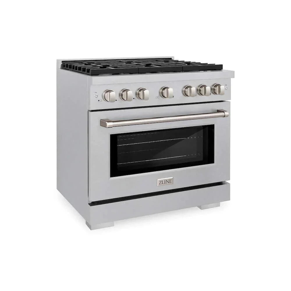 ZLINE 36"Gas Range, Convection Gas Oven , DuraSnow® Stainless Steel, SGRS-36 by Farmhouse Kitchen and Bath