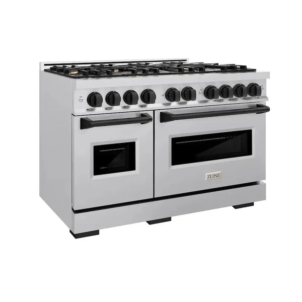 ZLINE 48" Dual Fuel Range, Gas Cooktop, Electric Convection Oven Stainless Steel, Matte Black CDRZ-48-MB