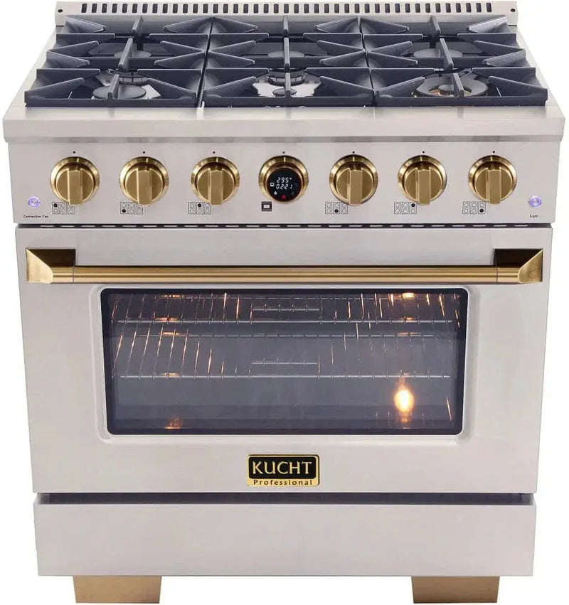 Kucht KX Series 36" Freestanding Dual Fuel Range KXP36-GL by Farmhouse Kitchen and Bath