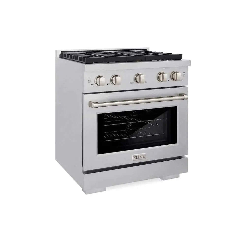 ZLINE 30"Gas Range, Convection Gas Oven , DuraSnow® Brass Burners, SGRS-BR-30 by Farmhouse Kitchen and Bath
