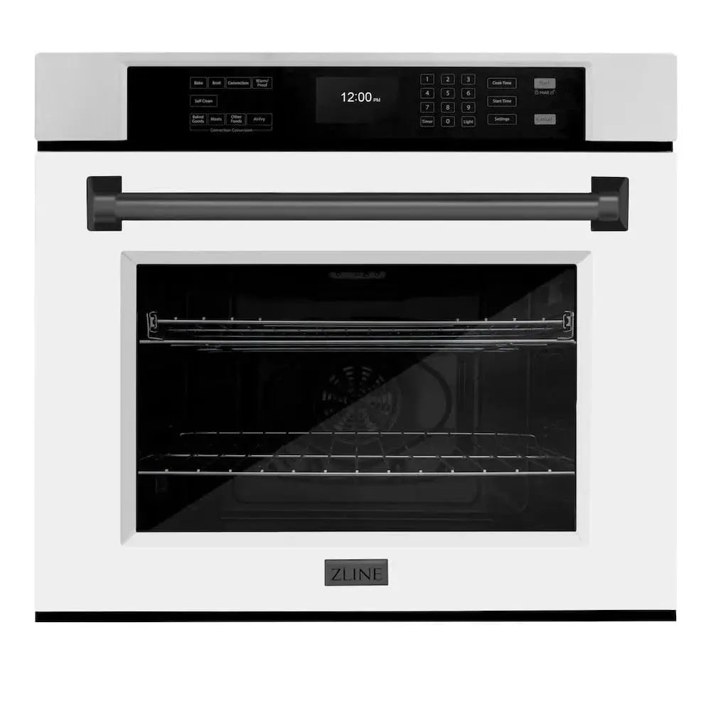 ZLINE 30" Autograph Edition Professional True Convection Single Wall Oven, Air Fry, Self Clean, White Matte, Matte Back WASZ-WM-30-MB by Farmhouse Kitchen and Bath