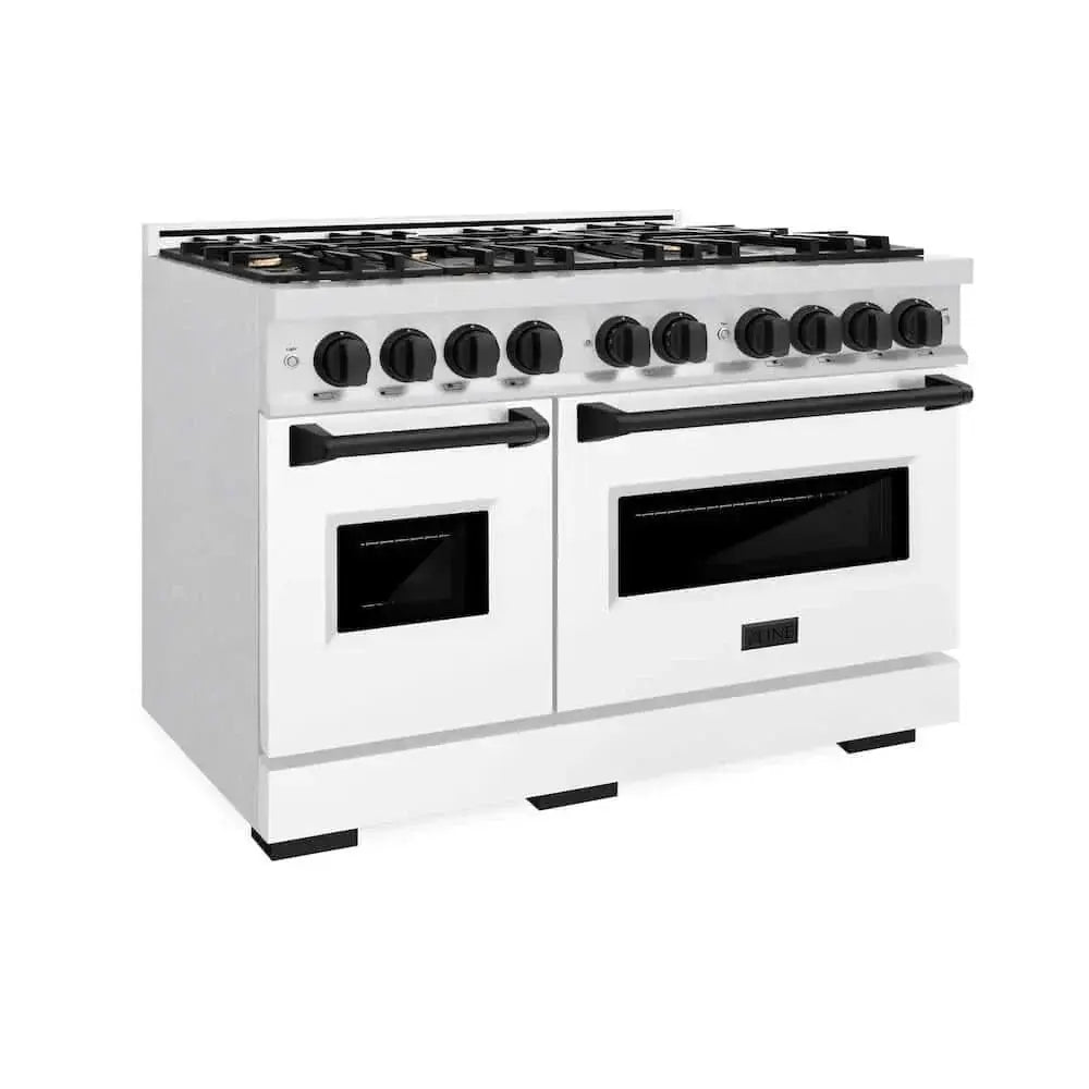 ZLINE 48" Dual Fuel Range, Gas Cooktop, Electric Convection Oven DuraSnow® Stainless Steel, Matte Black CDRSZ-48-MB by Farmhouse Kitchen and Bath