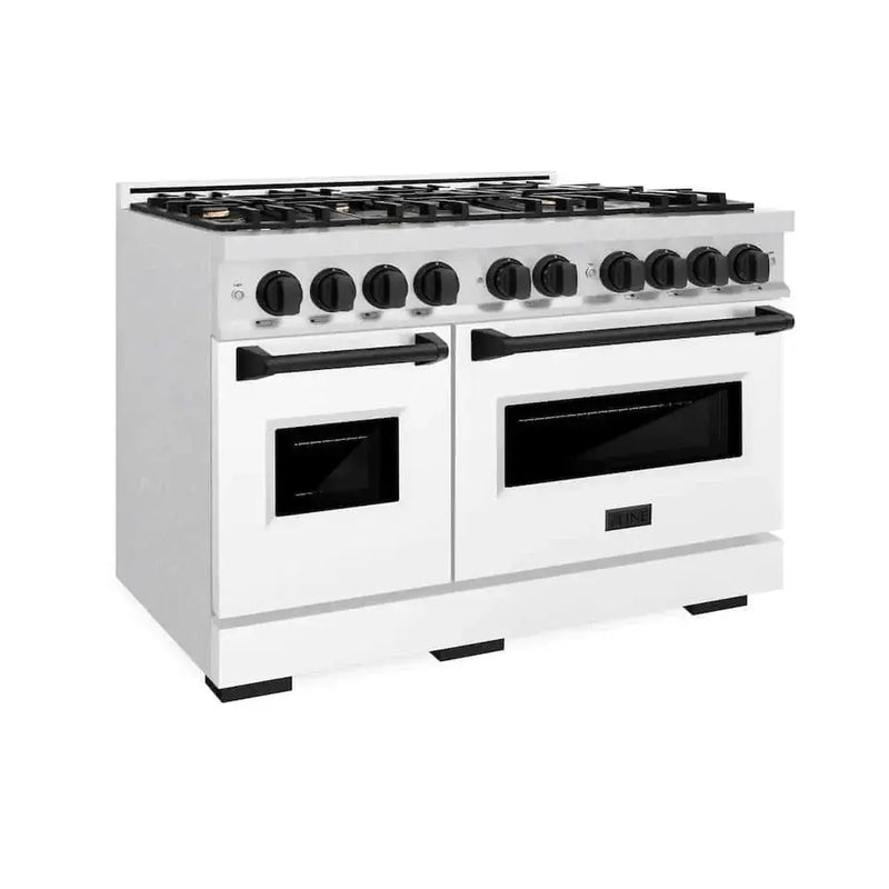 ZLINE 48" Dual Fuel Range, Gas Cooktop, Electric Convection Oven DuraSnow® Stainless Steel, Matte Black CDRSZ-48-MB by Farmhouse Kitchen and Bath