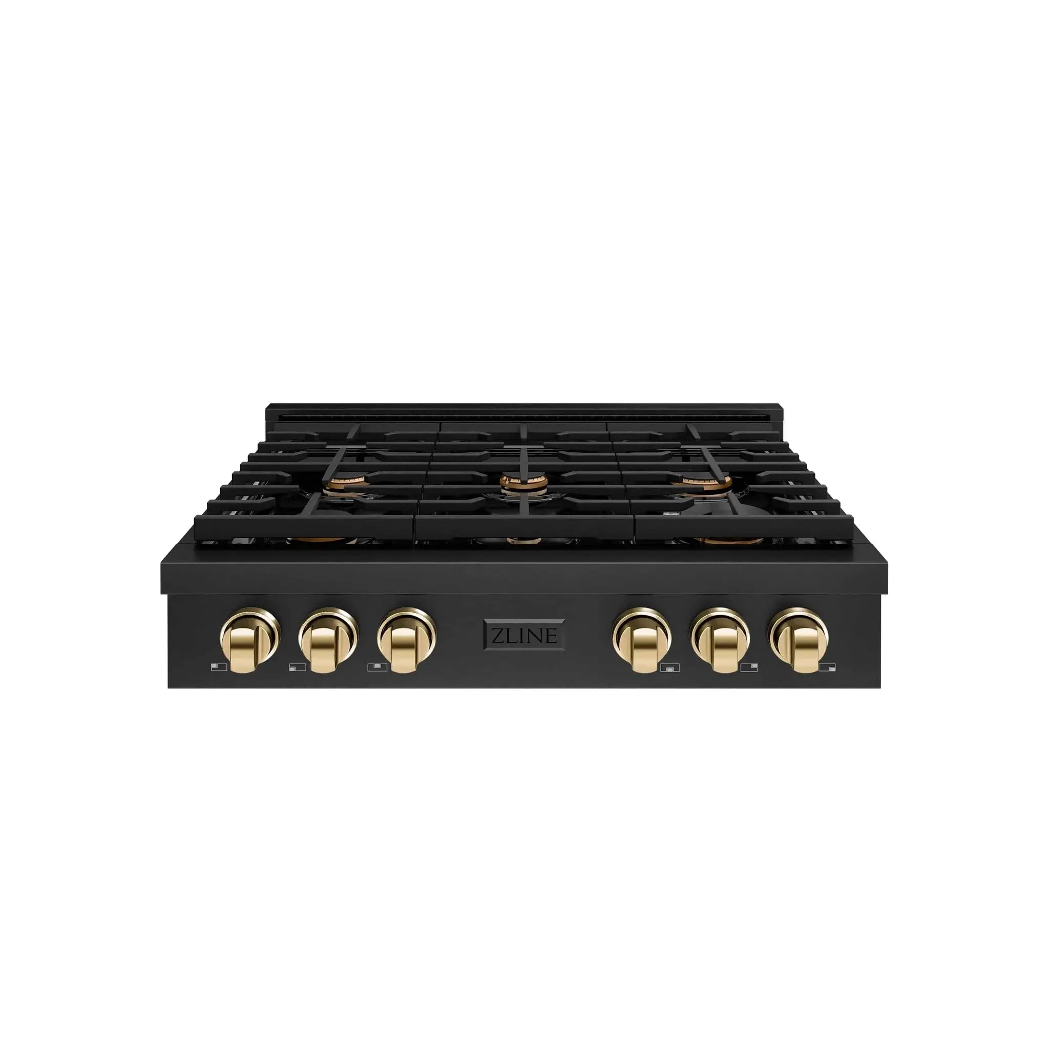 ZLINE 30" Paramount Gas Rangetop Black Stainless Steel Polished Gold SRTBZ-30-G by Farmhouse Kitchen and Bath