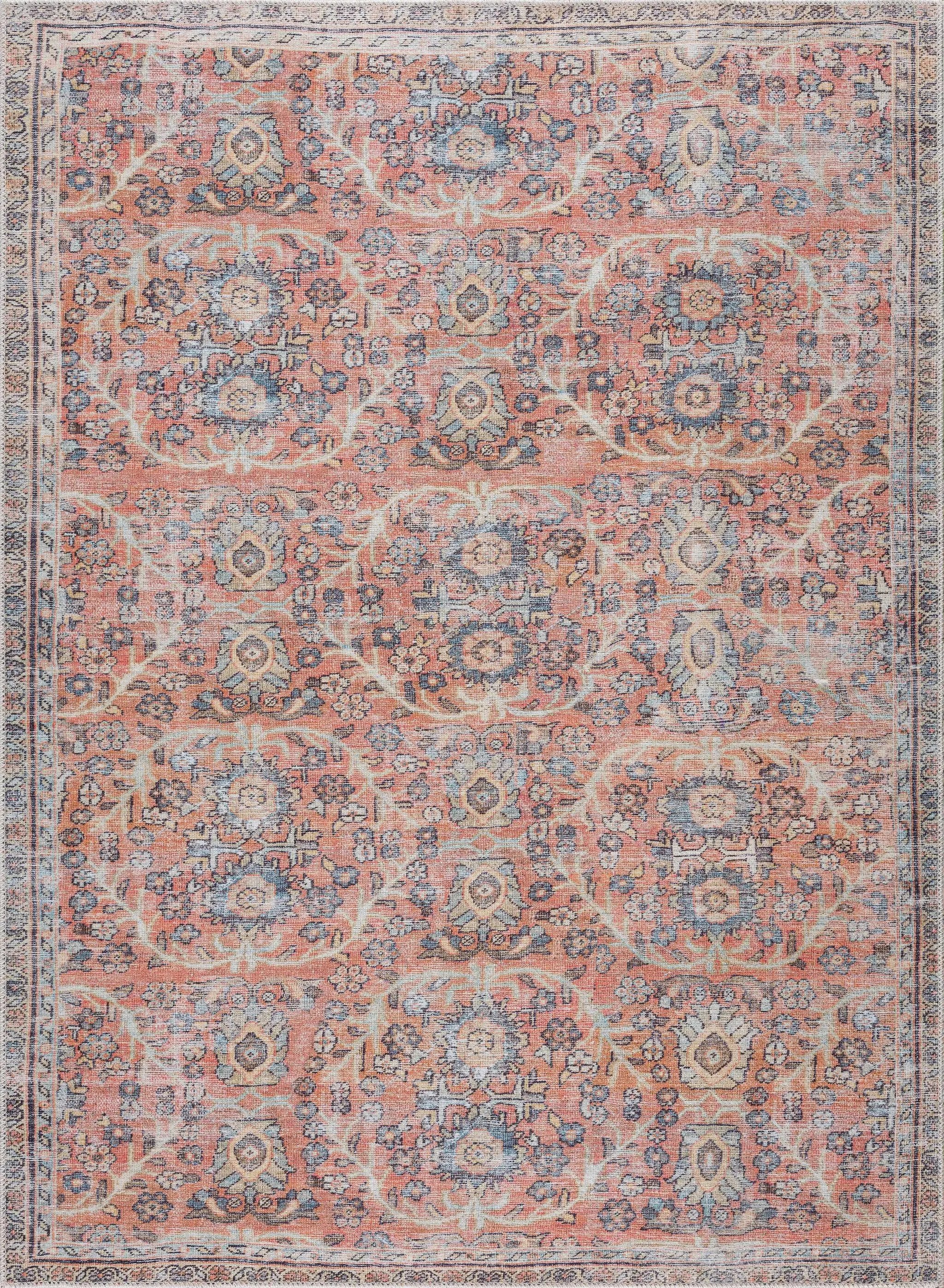 Urpi Rose & Blue Washable Area Rug by Hauteloom
