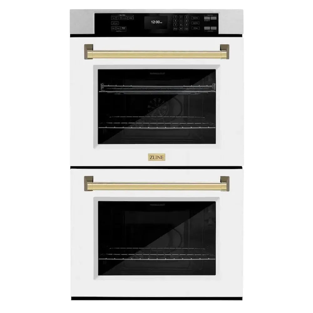 ZLINE 30"Professional True Convection Double Wall Oven, Air Fry, Self Clean, DuraSnow® Gold WADSZ-WM-30-G by Farmhouse Kitchen and Bath