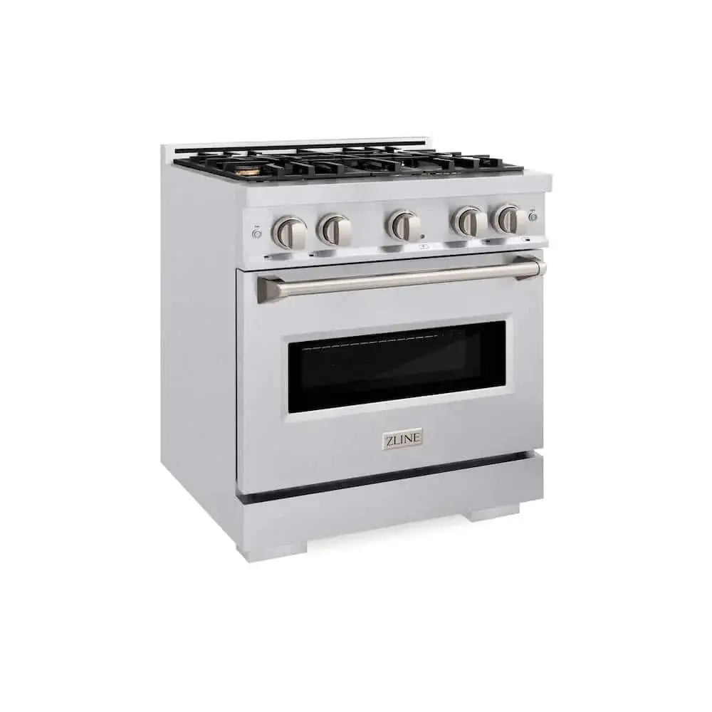 ZLINE 30" Classic Gas Range, Convection Gas Oven DuraSnow® Stainless Steel, Brass Burners CGRS-BR-30 by Farmhouse Kitchen and Bath