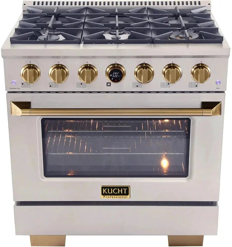 Kucht KX Series 36" Freestanding Dual Fuel Range Liquid Propane KXP36-GL/LP by Farmhouse Kitchen and Bath