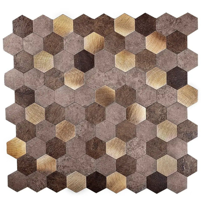 Gold 11x11 Honed Hexagon PVC Peel & Stick Tile (10 pack, 8.79 sq ft/case) by Apollo Tile