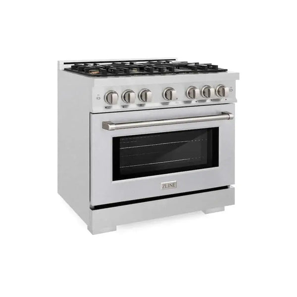 ZLINE 36" Select Dual Fuel Range Gas Cooktop Electric Convection Oven DuraSnow® Stainless Steel Brass Burners HDRS-BR-36