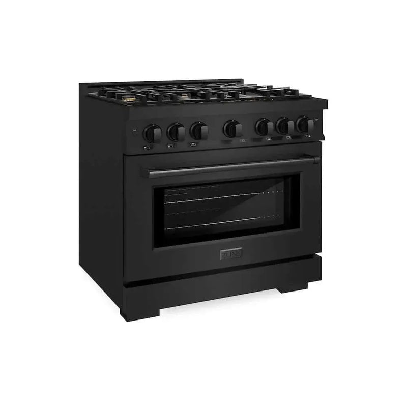 ZLINE 36" Select Gas Range Convection Gas Oven Black Stainless Steel Brass Burners HGRB-BR-36 by Farmhouse Kitchen and Bath