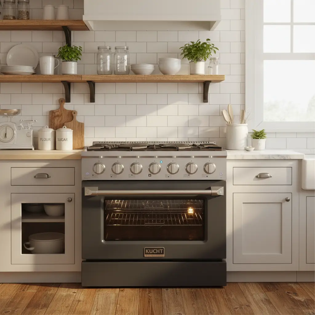 Kucht 36” Pro-Style Kitchen Dual Fuel Range - KDF362/LP-GR by Farmhouse Kitchen and Bath