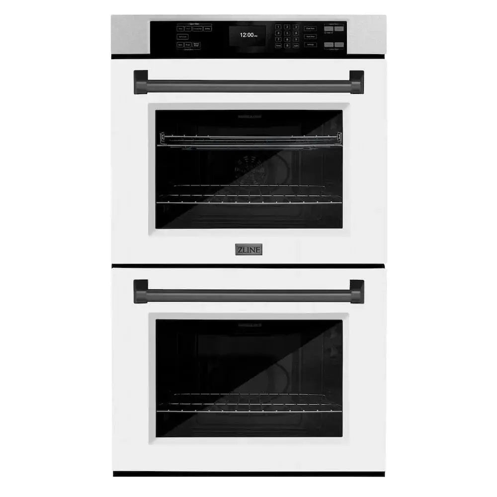ZLINE 30"Professional True Convection Double Wall Oven, Air Fry, Self Clean, DuraSnow® Matte Black WADSZ-WM-30-MB by Farmhouse Kitchen and Bath