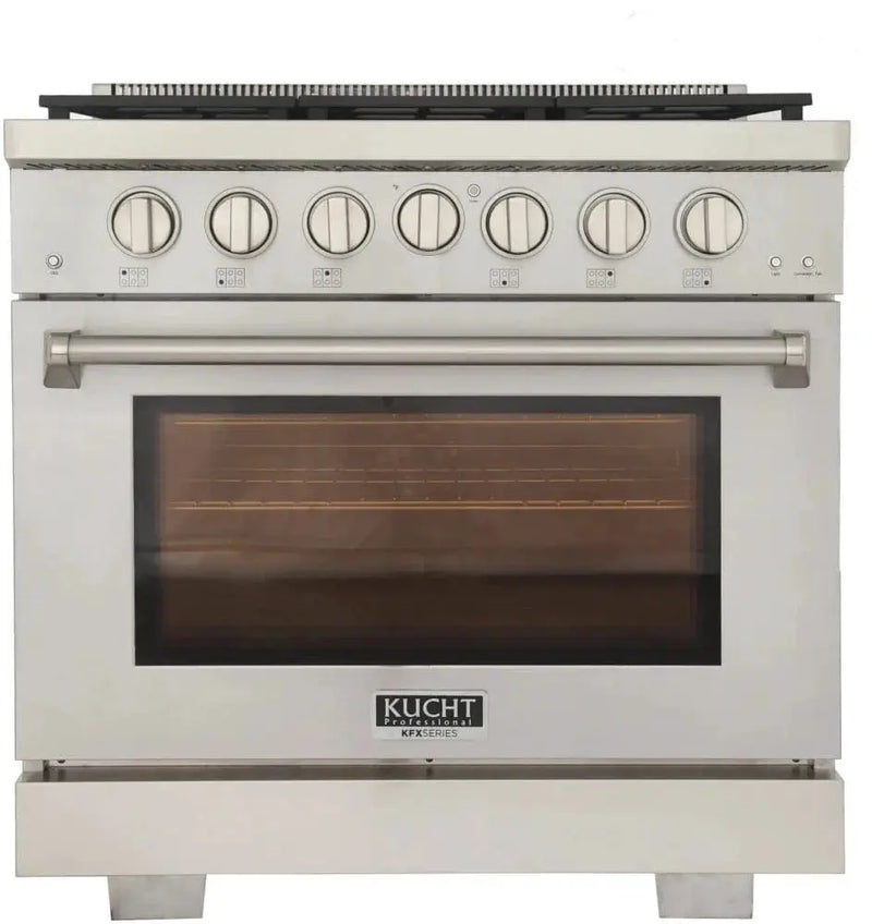 Kucht 36" Freestanding Professional Gas Range Liquid Propane KFX3600X/LP-S by Farmhouse Kitchen and Bath