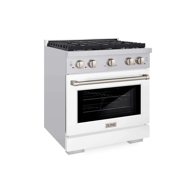 ZLINE 30 In. Gas Range, Stainless Steel, White Matte, SGR-WM-30 by Farmhouse Kitchen and Bath