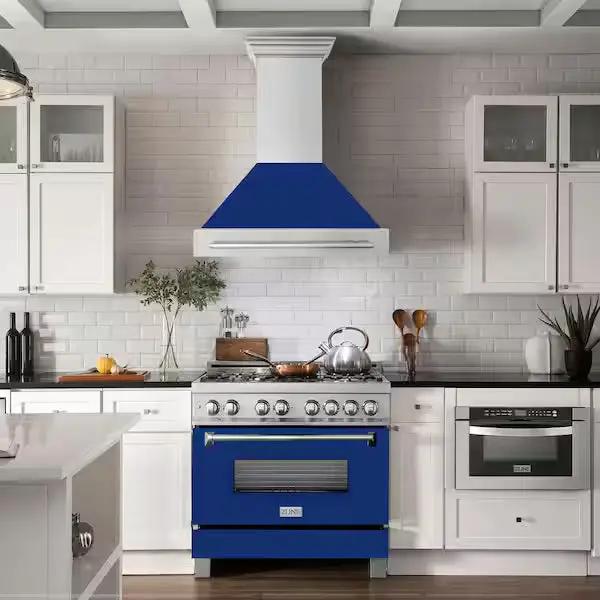 ZLINE 36" Autograph Stainless Blue Gloss Wall Range Hood, 8654STX-BG-36, photo 2 of 3