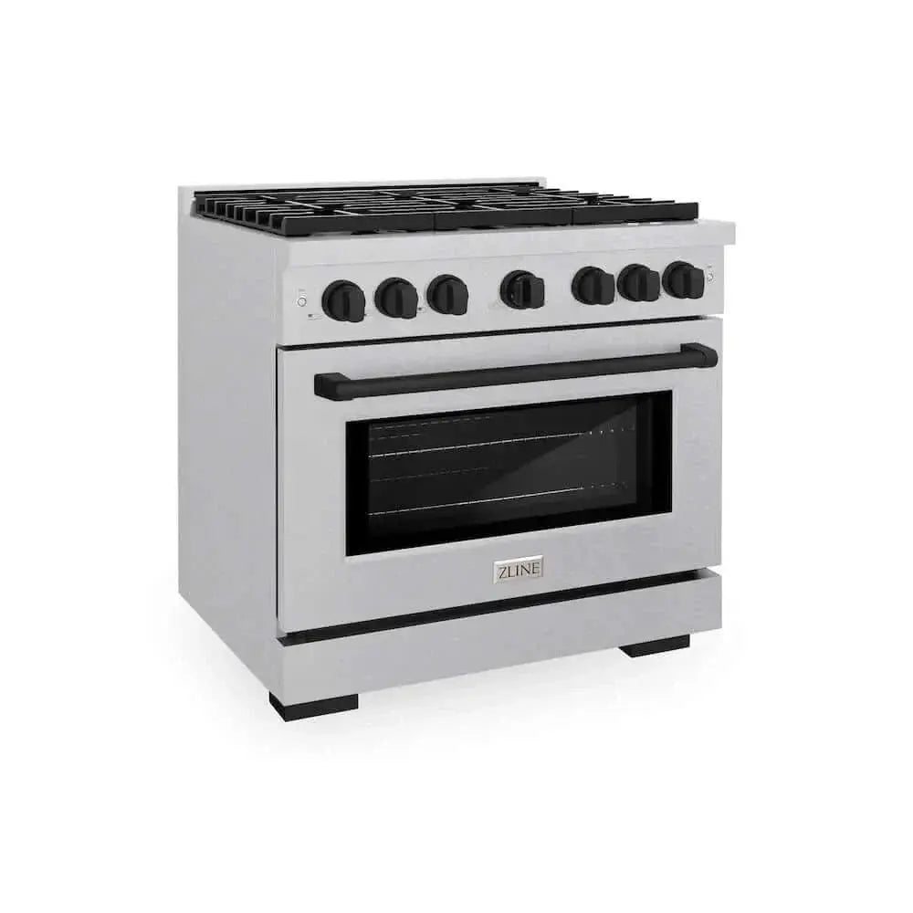 ZLINE 36"Gas Range, Convection Gas Oven, DuraSnow® Matte Black, SGRSZ-36-MB by Farmhouse Kitchen and Bath