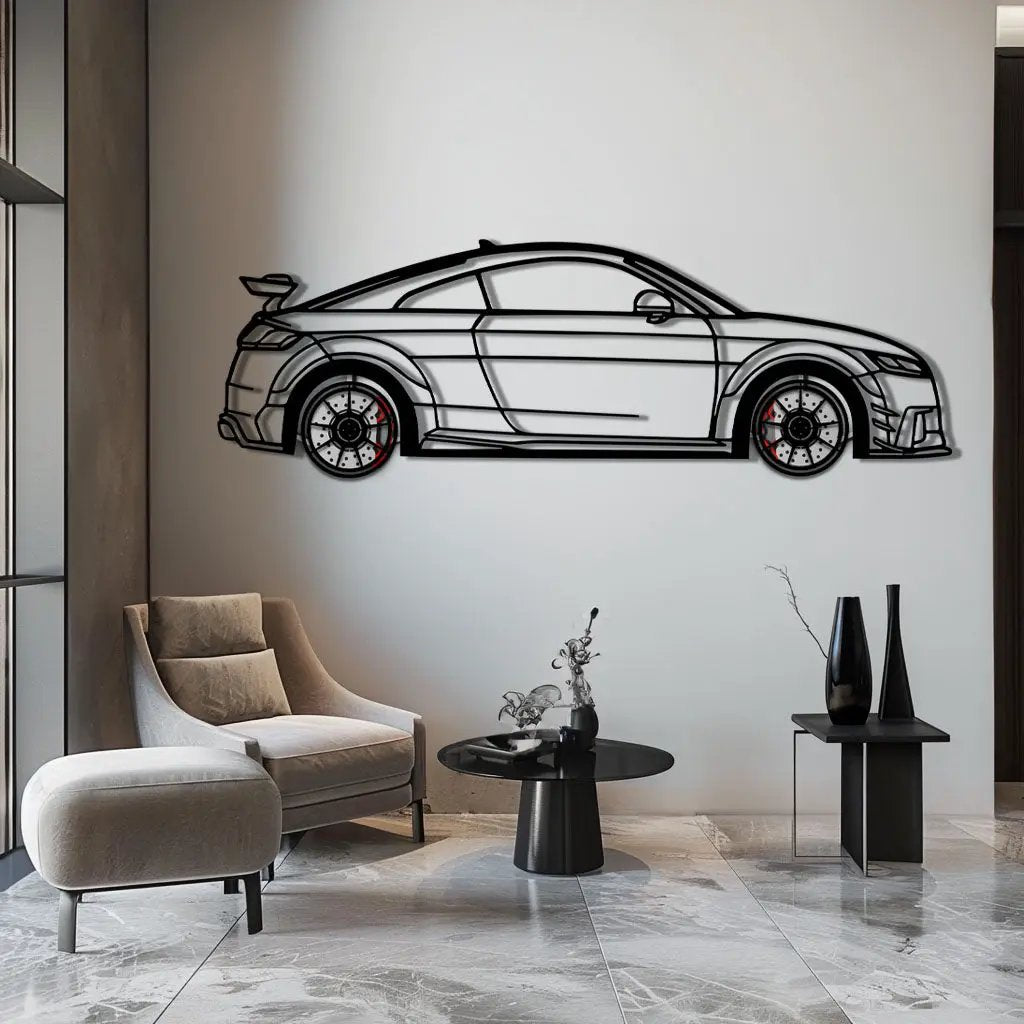 Audi TT Metal Car Wall Art with Rotating Wheels - Iconic Sports Coupe Silhouette Decor - Interactive Automotive Wall Art- KAFMEKA099 by Enova Art