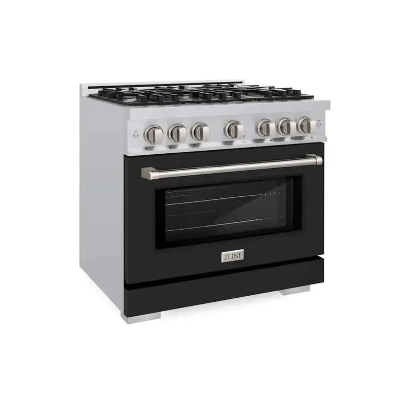 ZLINE 36" Select Gas Range Convection Gas Oven Stainless Steel Black Matte Door HGR-BLM-36 by Farmhouse Kitchen and Bath