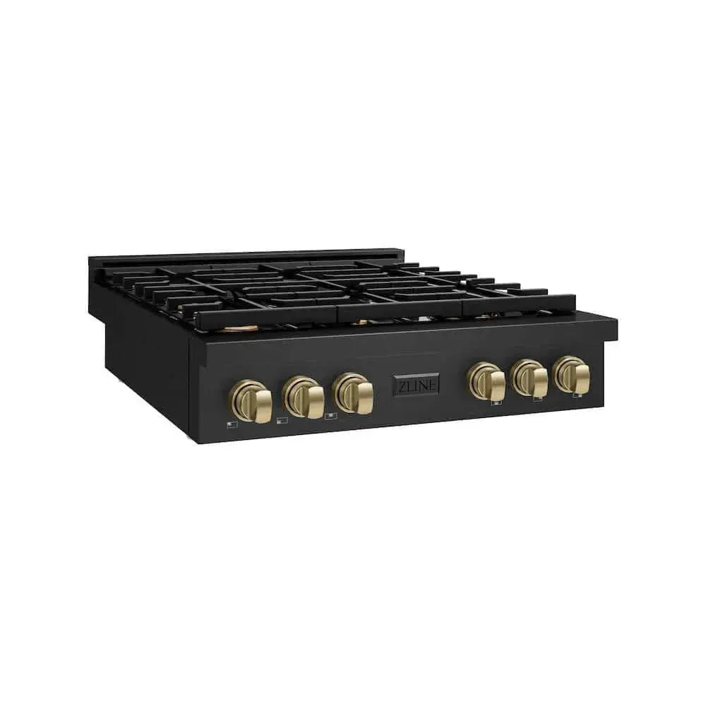 ZLINE 36" Paramount Gas Rangetop Black Stainless Steel Champagne Bronze SRTBZ-36-CB by Farmhouse Kitchen and Bath