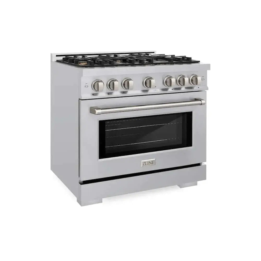 ZLINE 36" Select Dual Fuel Range Gas Cooktop Electric Convection Oven Stainless Steel Brass Burners HDR-BR-36 by Farmhouse Kitchen and Bath