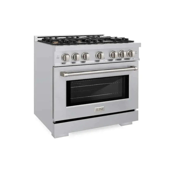 ZLINE 36" Select Dual Fuel Range Gas Cooktop Electric Convection Oven Stainless Steel Brass Burners HDR-BR-36