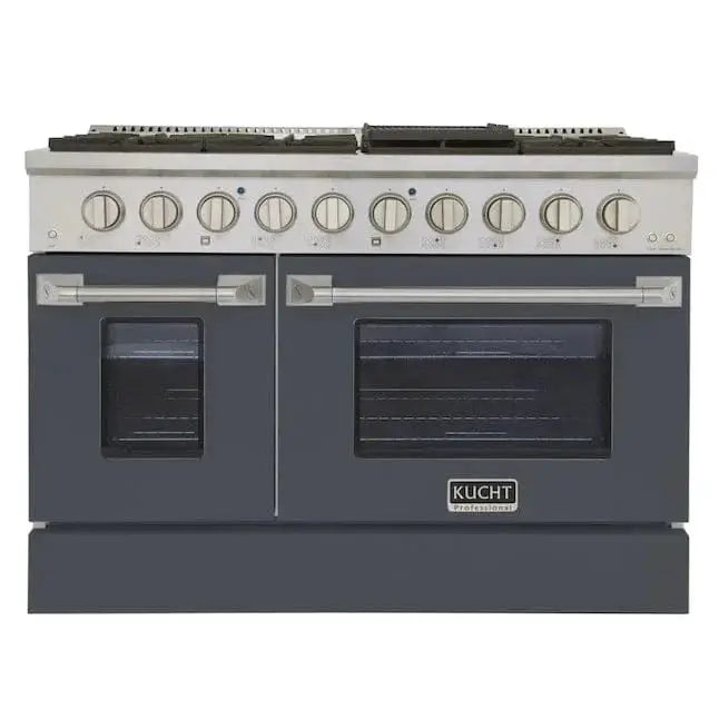 Kucht 48" Gas Range in Stainless Steel with Grey Oven Doors, KNG481-GR by Farmhouse Kitchen and Bath