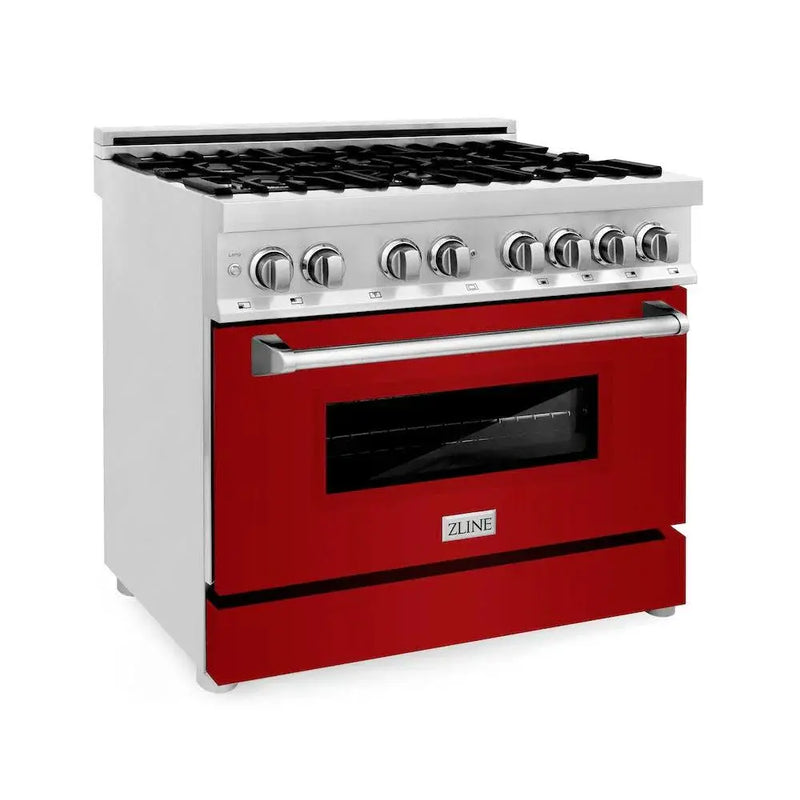 ZLINE 36" Bundle Range RA-RG-36 & Wall Range Hood KB-36, 2KP-RARGRH36 by Farmhouse Kitchen and Bath