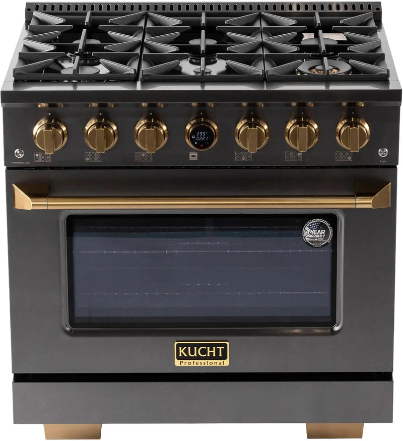 Kucht 36" Freestanding Dual Fuel Range Liquid Propane KXP36/LP by Farmhouse Kitchen and Bath