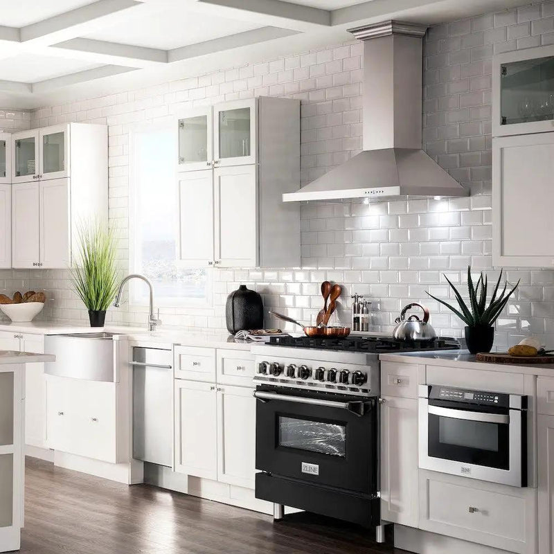 ZLINE 36" Bundle Range RA-BLM-36 & Wall Range Hood KB-36, 2KP-RABLMRH36 by Farmhouse Kitchen and Bath