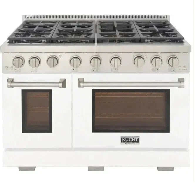 Kucht 48" Freestanding Professional Gas Range Liquid Propane KFX4800X/LP-W by Farmhouse Kitchen and Bath