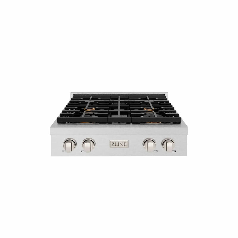 ZLINE 30" Paramount Gas Rangetop DuraSnow® Stainless Steel Brass Burners SRTS-BR-30 by Farmhouse Kitchen and Bath