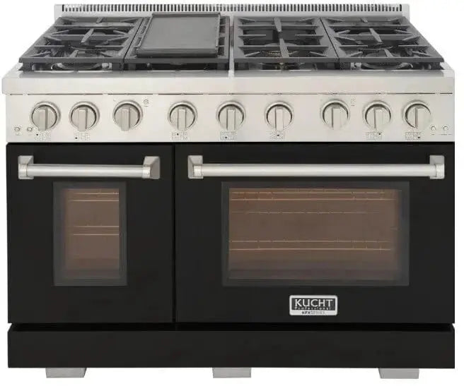 Kucht 48" Freestanding Professional Gas Range Liquid Propane KFX4800/LP-BK by Farmhouse Kitchen and Bath