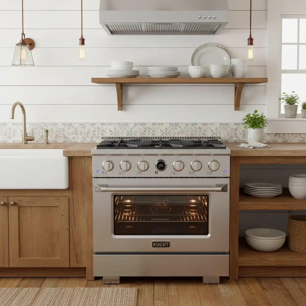 Kucht KX Series 36" Freestanding Dual Fuel Range KXP36-SS by Farmhouse Kitchen and Bath