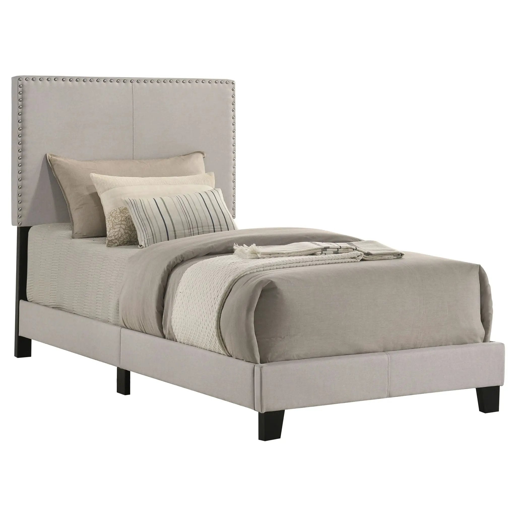 Boyd Upholstered Twin Panel Bed Ivory by Unique Piece Furniture