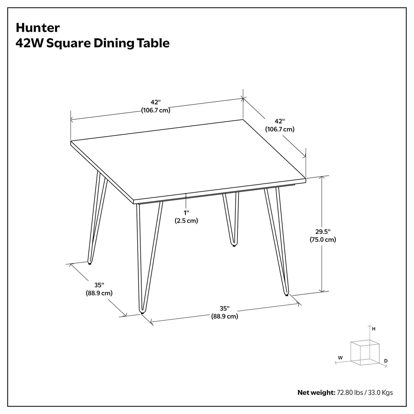 Hunter - Square Tabletop Dining Table by HouseOfZazla