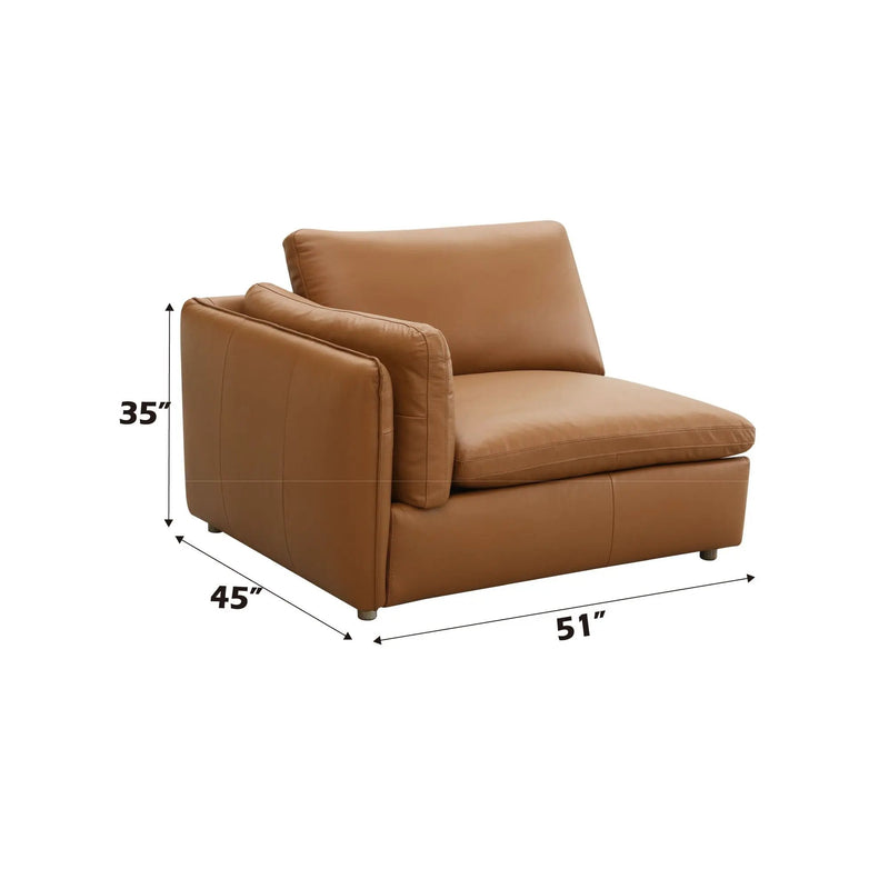 Brighton Top Grain Leather Modular Sectional - Light Brown by HouseOfZazla