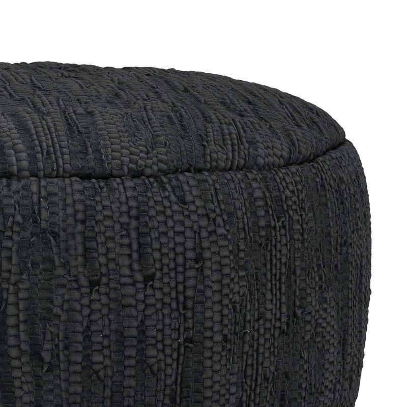 Fredrik - Round Pouf - Black by HouseOfZazla