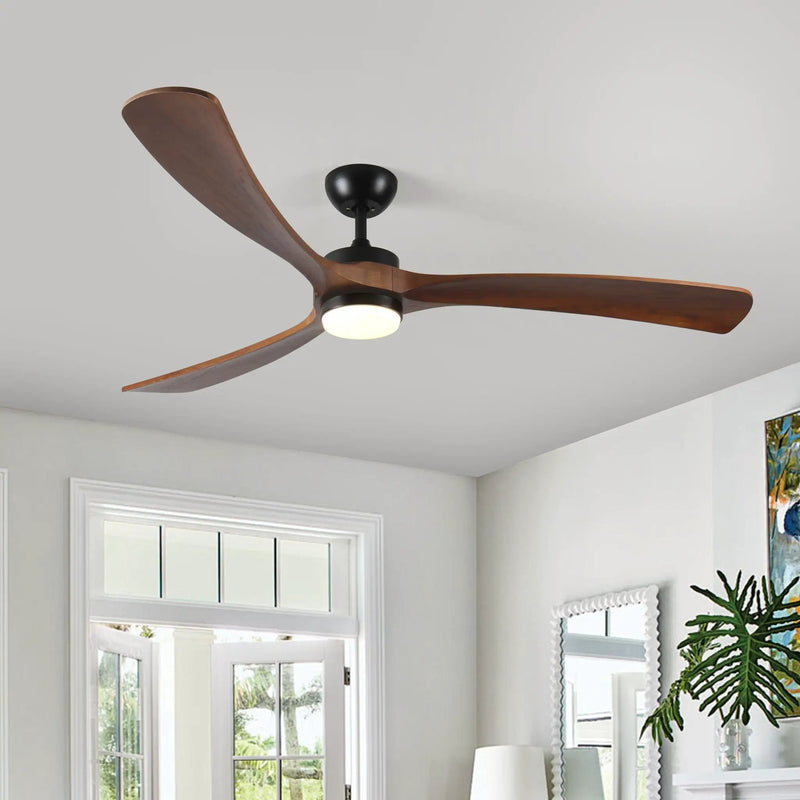 Solid Wood Ceiling Fan With Lights And Remote Control Indoor Outdoor Ceiling Fan 3 Wooden Blades Modern Ceiling Fan For Porch Living Room Bedroom by Unique Piece Furniture